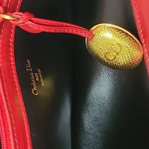 CHRISTIAN DIOR RARE VINTAGE LIPSTICK RED LAMBSKIN LEATHER DOUBLE FLAP CLUTCH BAG - Picture 10 of 17
